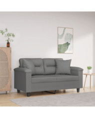 Canapé 2 places avec oreillers gris foncé 120 cm | Mobilier & Déco