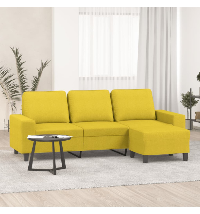 Canapé à 3 places avec repose-pieds Jaune clair 180 cm Tissu | Mobilier & Déco