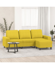 Canapé à 3 places avec repose-pieds Jaune clair 180 cm Tissu | Mobilier & Déco