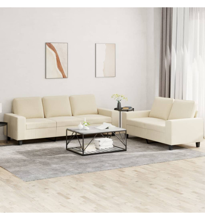 Ensemble de canapés 2 pcs crème tissu | Mobilier & Déco
