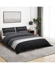 Ensemble de housse de couette noir et blanc 260x220 cm Coton | Mobilier & Déco