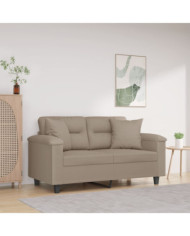 Canapé 2 places avec oreillers taupe 120 cm tissu microfibre | Mobilier & Déco