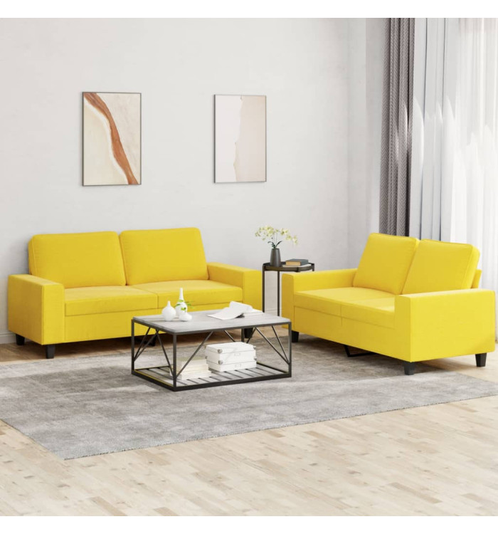Ensemble de canapés 2 pcs jaune clair tissu | Mobilier & Déco