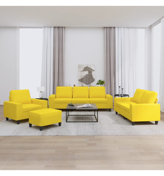 Ensemble de canapés 4 pcs jaune clair tissu | Mobilier & Déco