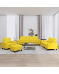 Ensemble de canapés 4 pcs jaune clair tissu | Mobilier & Déco