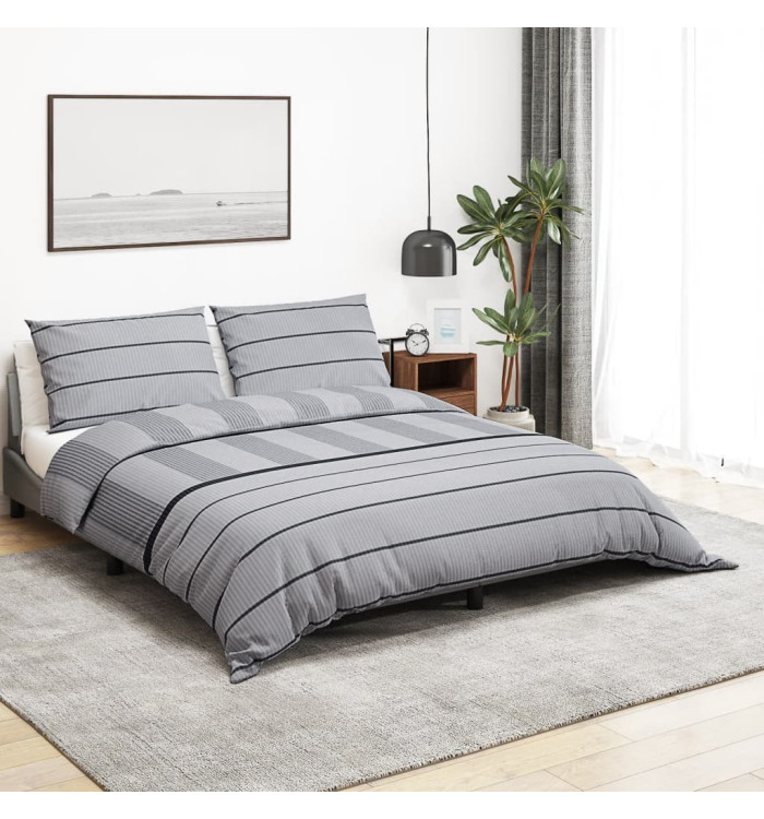 Ensemble de housse de couette Gris 200x200 cm Coton | Mobilier & Déco