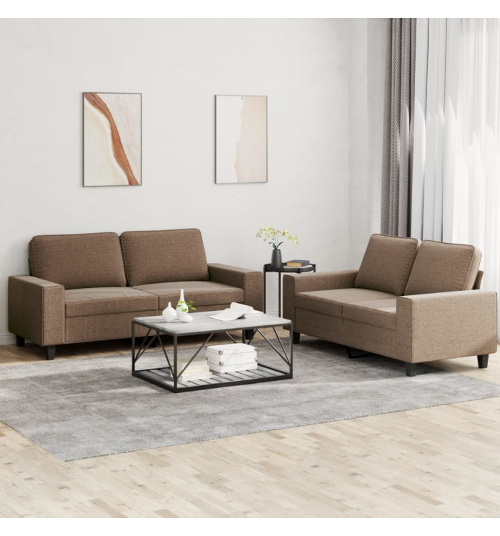 Ensemble de canapés 2 pcs marron tissu | Mobilier & Déco