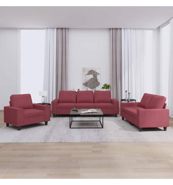 Ensemble de canapés 3 pcs rouge bordeaux tissu | Mobilier & Déco