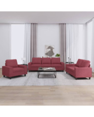 Ensemble de canapés 3 pcs rouge bordeaux tissu | Mobilier & Déco
