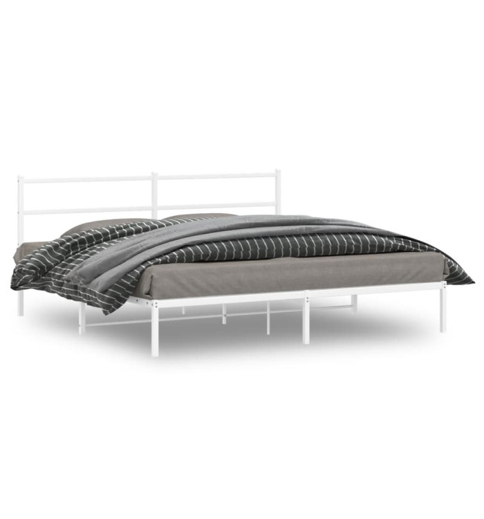 Cadre de lit métal sans matelas et tête de lit blanc 180x200 cm | Mobilier & Déco