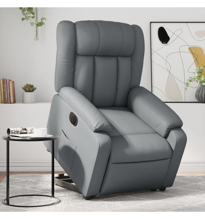 Fauteuil inclinable électrique gris similicuir | Mobilier & Déco