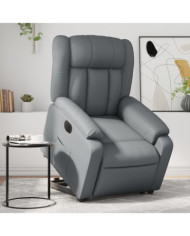 Fauteuil inclinable électrique gris similicuir | Mobilier & Déco