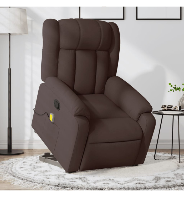 Fauteuil inclinable de massage Marron foncé Tissu | Mobilier & Déco