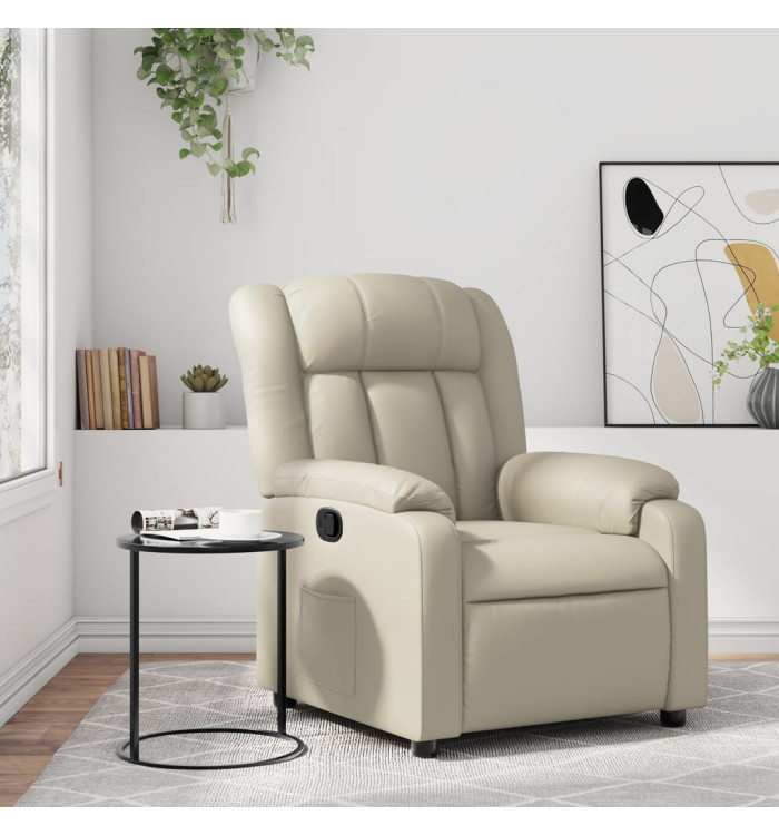 Fauteuil inclinable Crème Similicuir | Mobilier & Déco