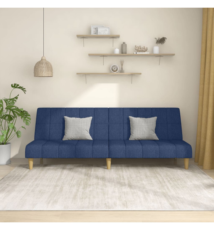 Canapé-lit à 2 places bleu tissu | Mobilier & Déco