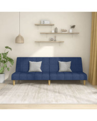 Canapé-lit à 2 places bleu tissu | Mobilier & Déco