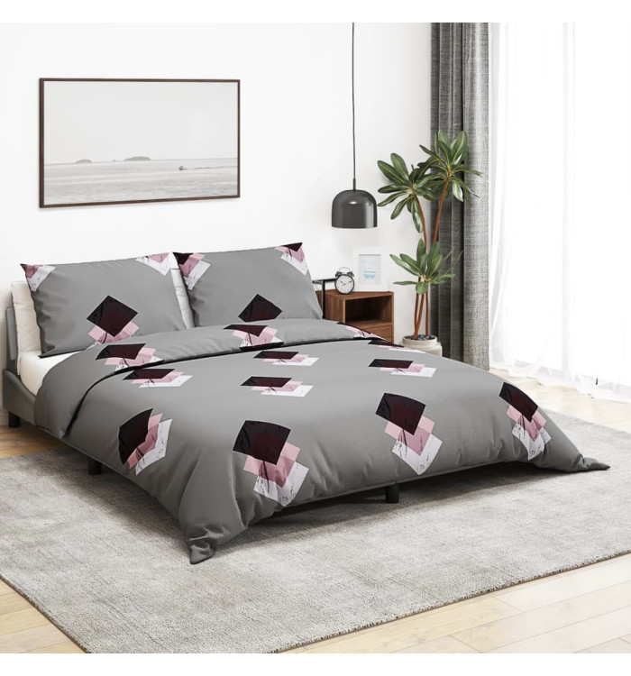 Ensemble de housse de couette Gris 140x200 cm Coton | Mobilier & Déco