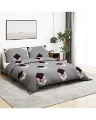 Ensemble de housse de couette Gris 140x200 cm Coton | Mobilier & Déco