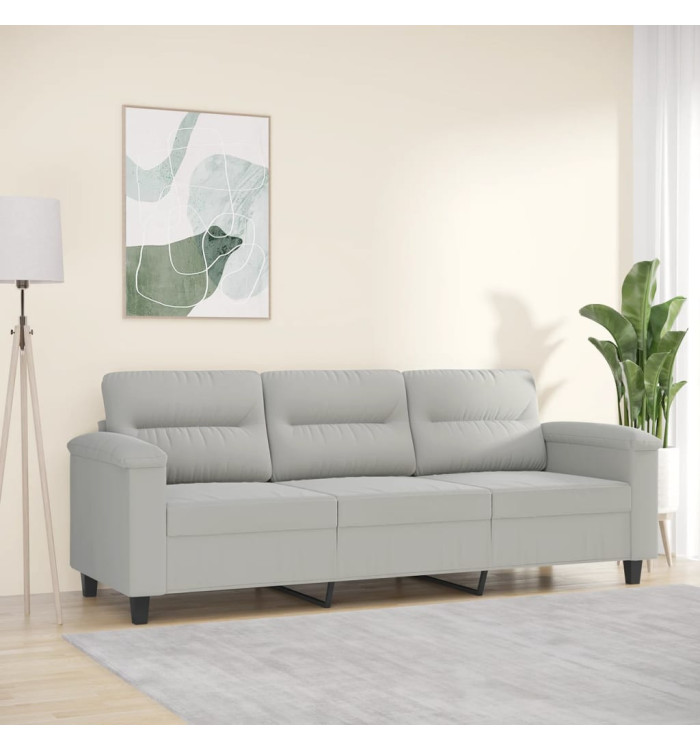 Canapé à 3 places Gris clair 180 cm Tissu microfibre | Mobilier & Déco