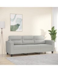 Canapé à 3 places Gris clair 180 cm Tissu microfibre | Mobilier & Déco