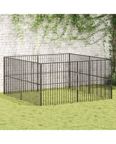 Parc pour chien 8 panneaux noir acier galvanisé | Mobilier & Déco