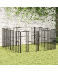 Parc pour chien 8 panneaux noir acier galvanisé | Mobilier & Déco