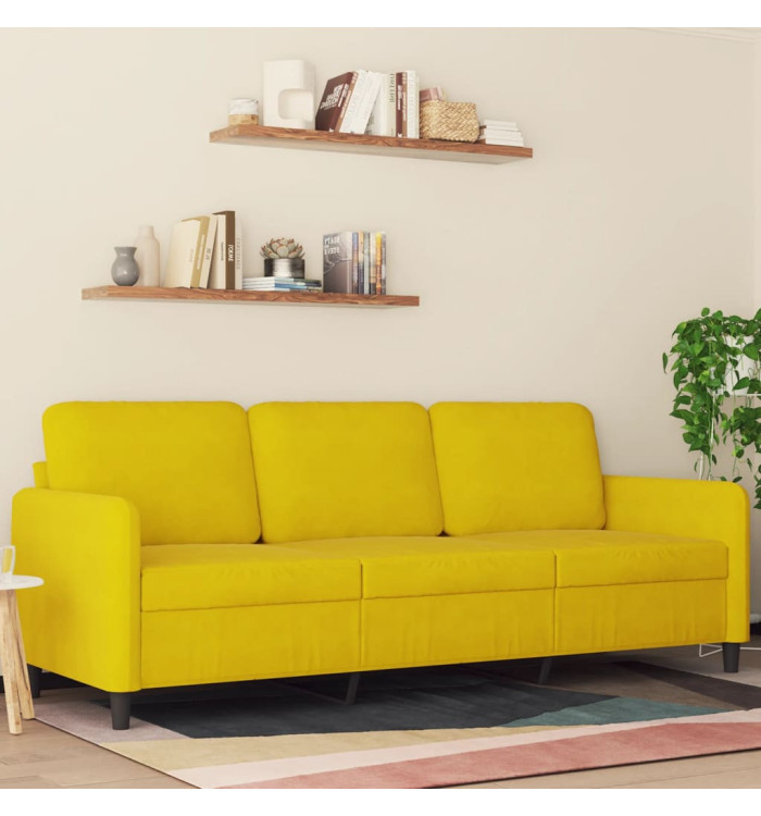 Canapé à 3 places Jaune 180 cm Velours | Mobilier & Déco
