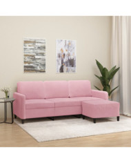 Canapé à 3 places avec repose-pieds Rose 180 cm Velours | Mobilier & Déco