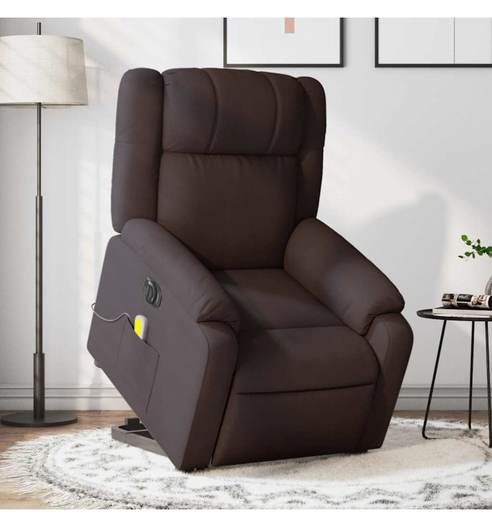 Fauteuil inclinable de massage électrique Marron foncé Tissu | Mobilier & Déco