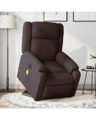 Fauteuil inclinable de massage électrique Marron foncé Tissu | Mobilier & Déco