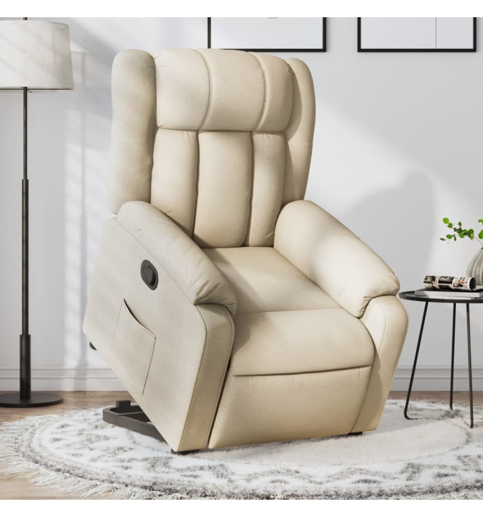Fauteuil inclinable Crème Tissu | Mobilier & Déco