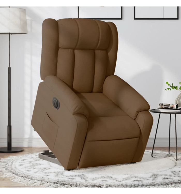 Fauteuil inclinable électrique marron tissu | Mobilier & Déco