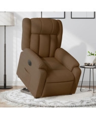 Fauteuil inclinable électrique marron tissu | Mobilier & Déco