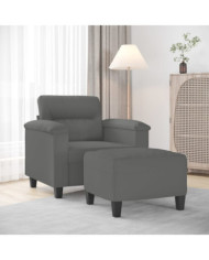 Fauteuil avec repose-pied Gris foncé 60 cm Tissu microfibre | Mobilier & Déco