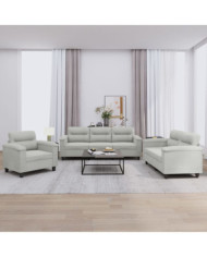 Ensemble de canapés 3 pcs coussins gris clair tissu microfibre | Mobilier & Déco