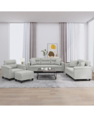 Ensemble de canapés 4 pcs coussins Gris clair Tissu microfibre | Mobilier & Déco