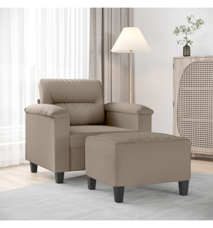 Fauteuil avec repose-pied Taupe 60 cm Tissu microfibre | Mobilier & Déco