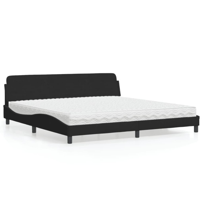 Lit avec matelas noir 200x200 cm velours | Mobilier & Déco