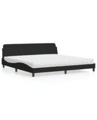 Lit avec matelas noir 200x200 cm velours | Mobilier & Déco
