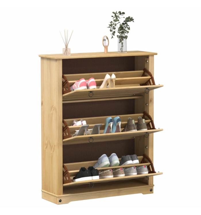 Armoire à chaussures Corona 99x32x124,5 cm bois de pin massif | Mobilier & Déco