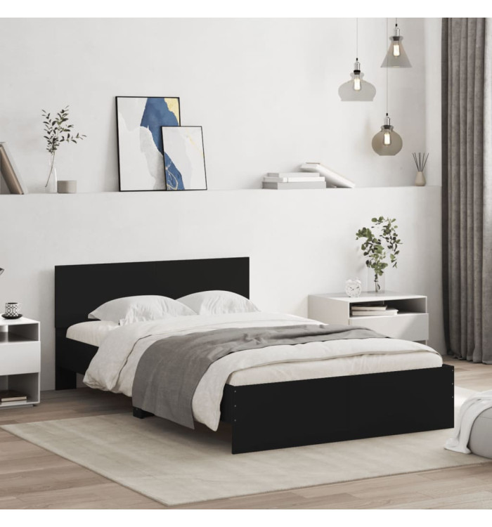 Cadre de lit avec LED sans matelas noir 135x190 cm | Mobilier & Déco