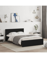 Cadre de lit avec LED sans matelas noir 135x190 cm | Mobilier & Déco