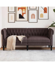 Canapé Chesterfield 2 places marron foncé tissu | Mobilier & Déco