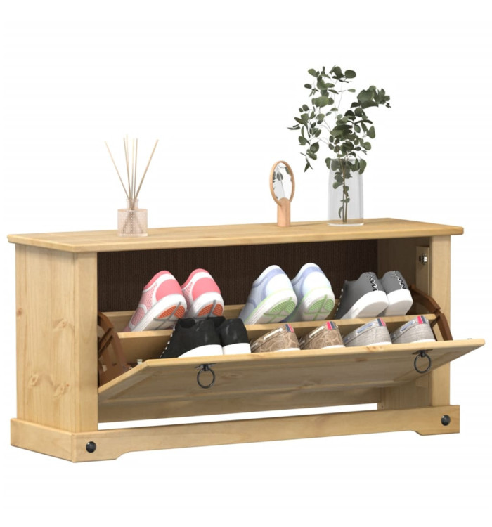 Armoire à chaussures Corona 99x32x47 cm bois de pin massif | Mobilier & Déco