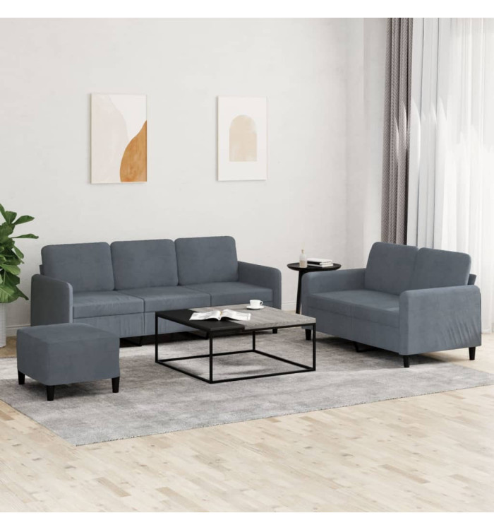 Ensemble de canapés 3 pcs gris foncé velours | Mobilier & Déco