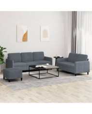 Ensemble de canapés 3 pcs gris foncé velours | Mobilier & Déco