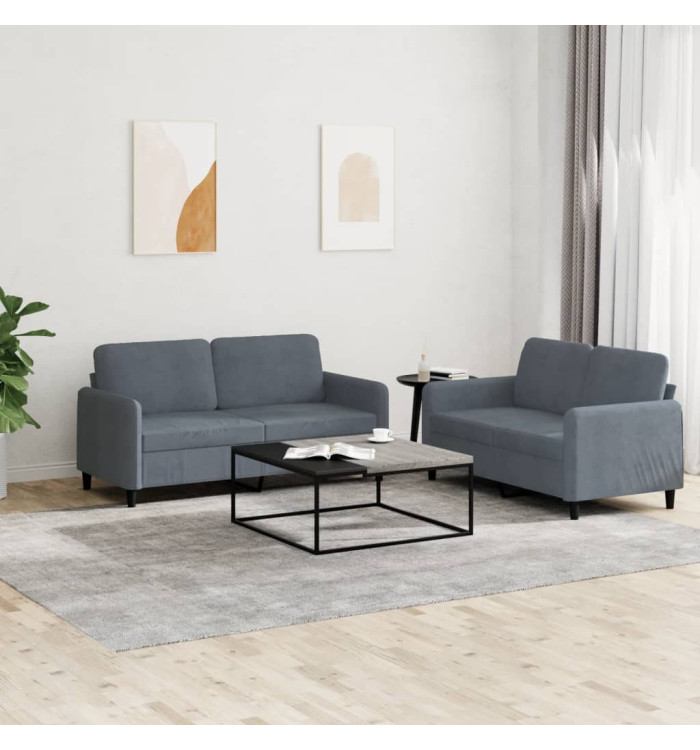 Ensemble de canapés 2 pcs gris foncé velours | Mobilier & Déco
