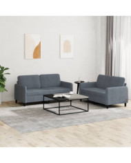 Ensemble de canapés 2 pcs gris foncé velours | Mobilier & Déco