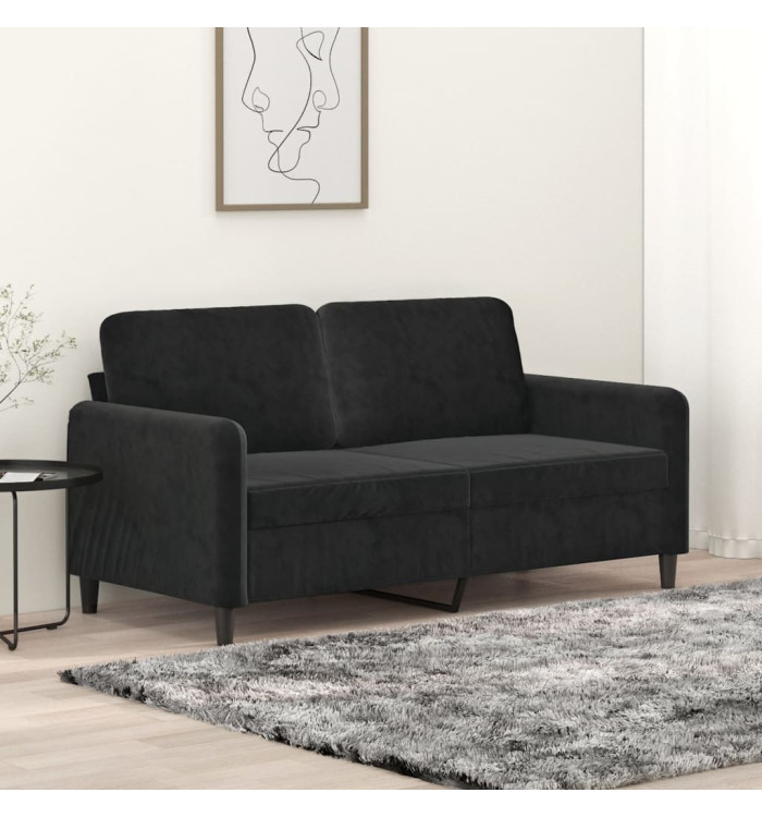 Canapé à 2 places Noir 140 cm Velours | Mobilier & Déco