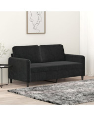 Canapé à 2 places Noir 140 cm Velours | Mobilier & Déco